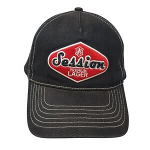 Session Premium Lager Trucker Hat Black One Size Adjustable Mesh Back Soft Icon